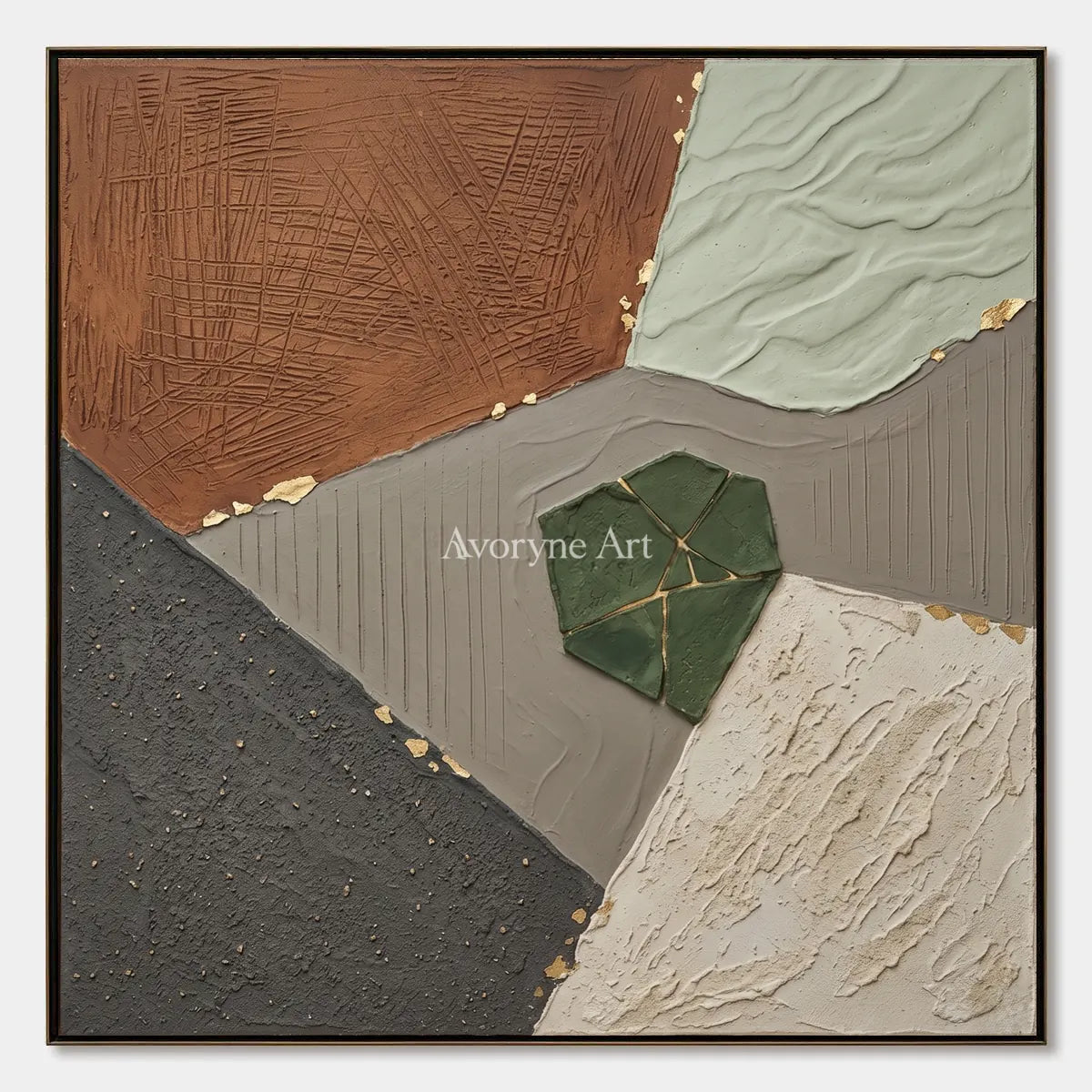 Still Measure, hand-painted earth patch texture wall art by Min-Jun Park