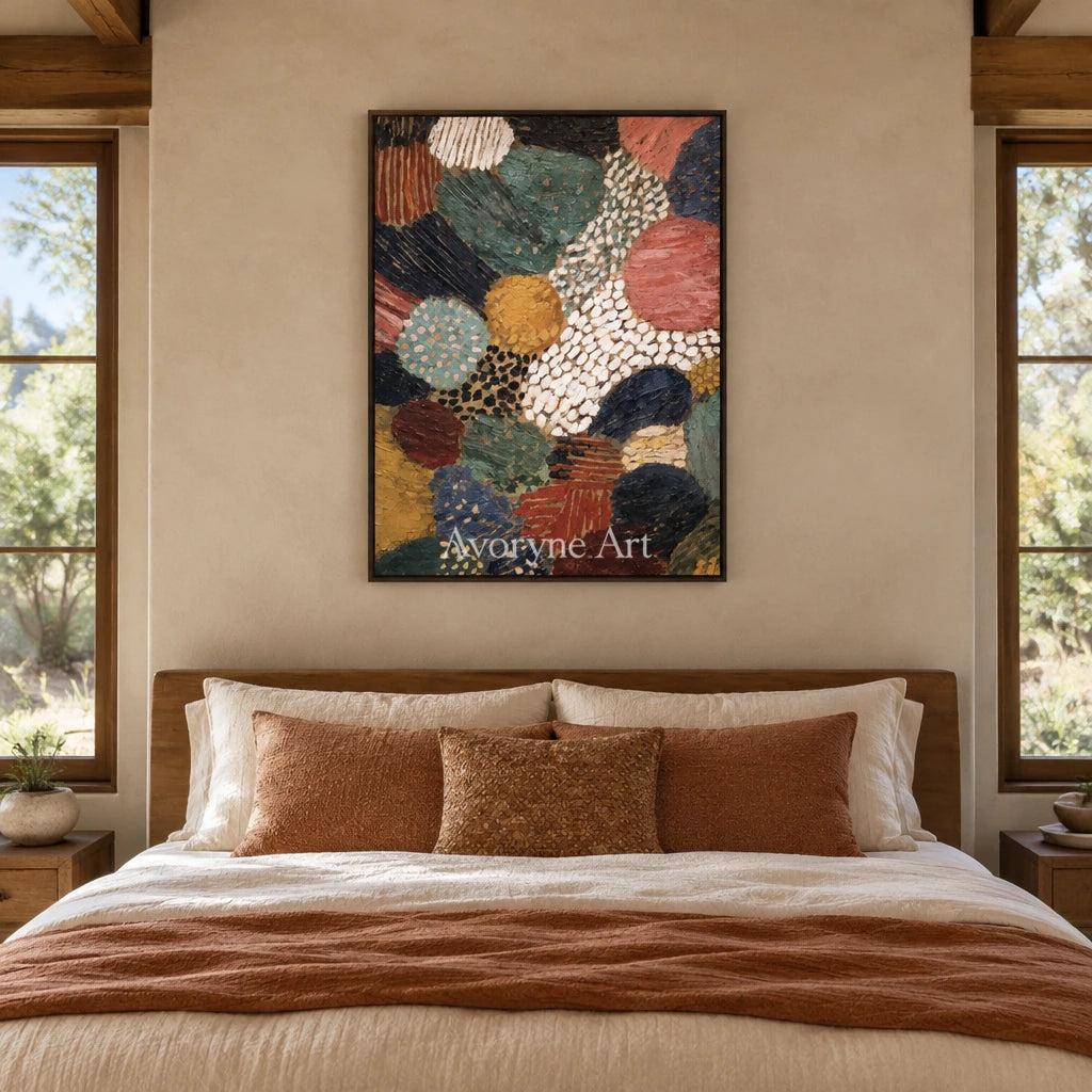 Ivory Distant Prelude: Earth Pattern Abstract — bedroom black