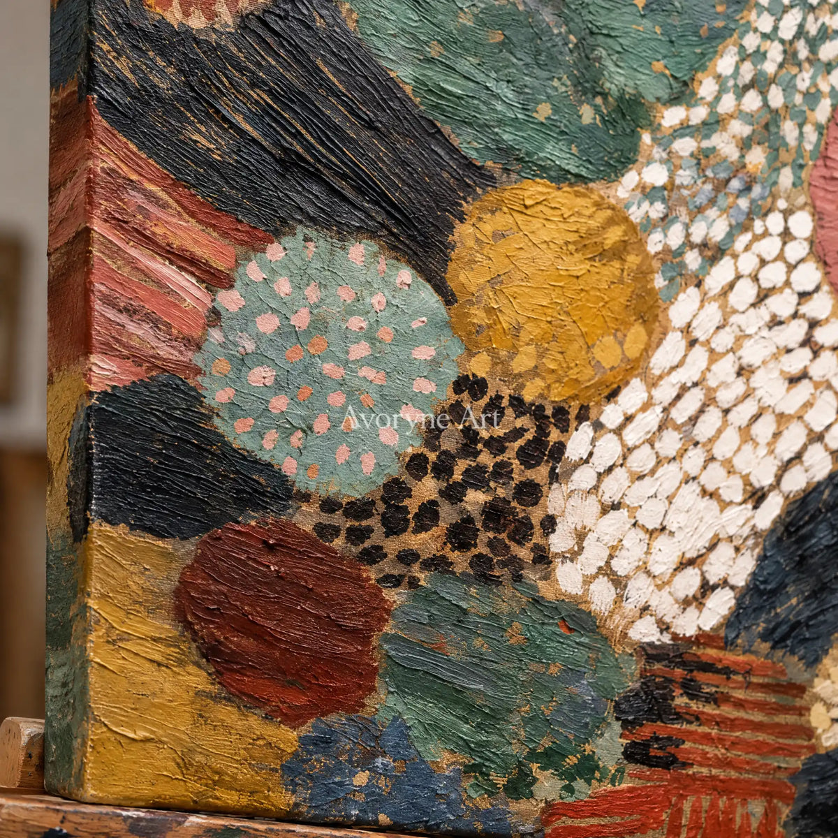 Ivory Distant Prelude: Earth Pattern Abstract — detail easel