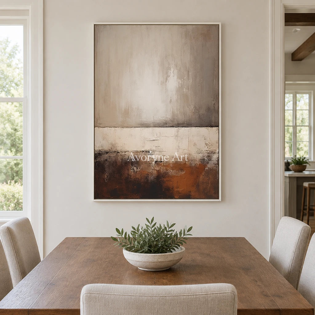 Aster Crescent: Earth Tone Abstract — dining white