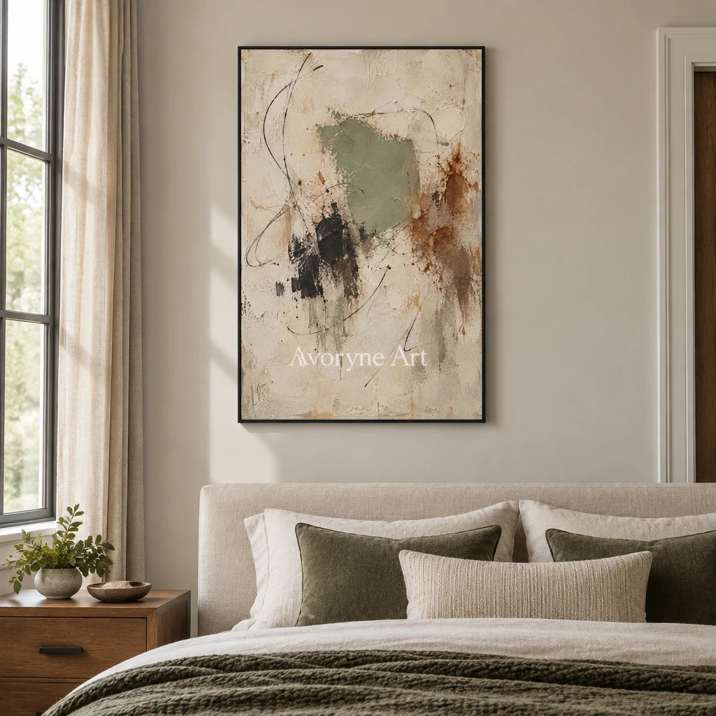 Patina Trace: Earth-Tone Abstract Texture Art — bedroom black