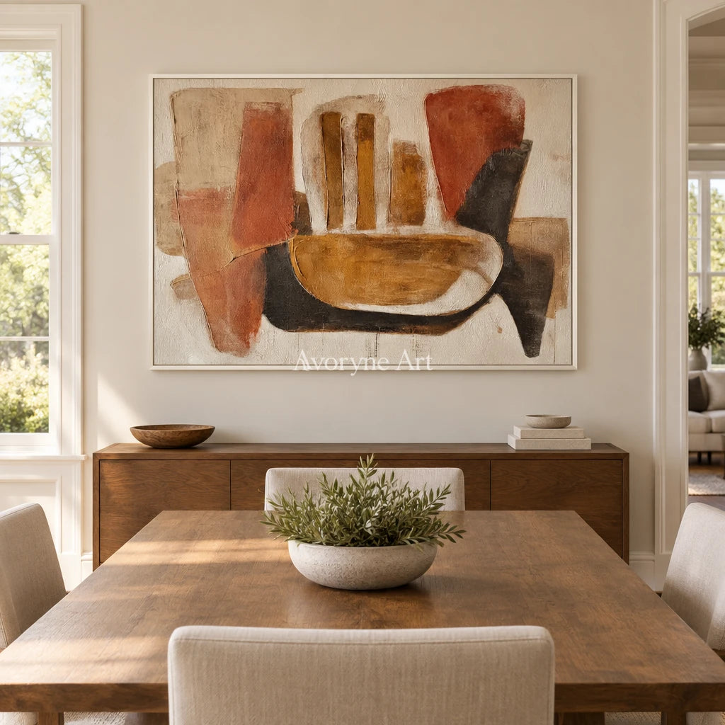 Aster Contour: Earth Tone Geometry — dining white