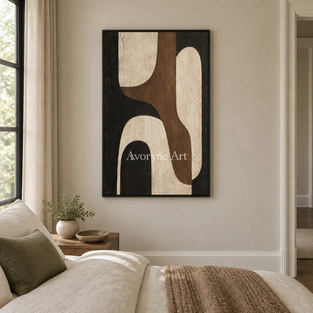 Aster Cascade: Earth Tone Geometry — bedroom black