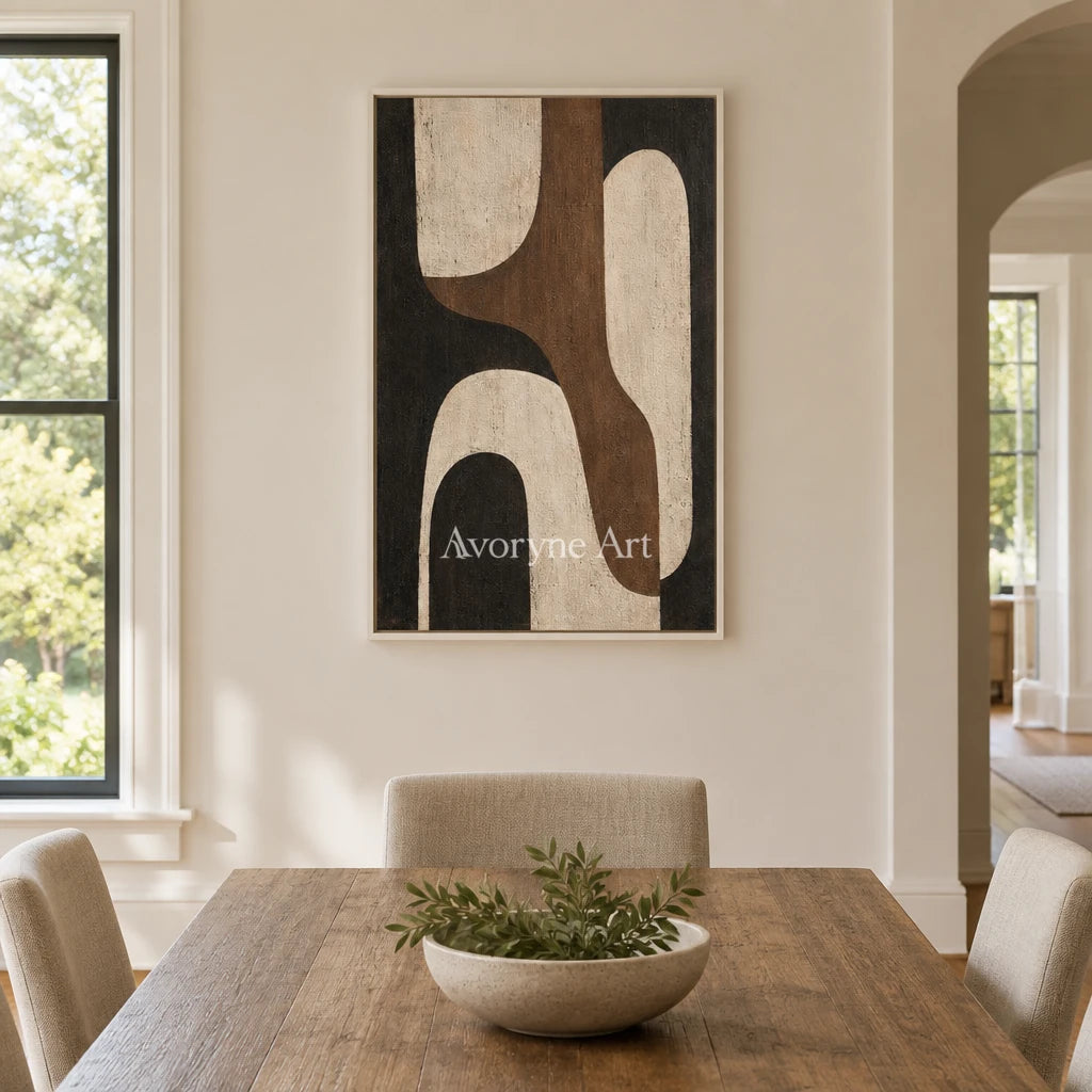 Aster Cascade: Earth Tone Geometry — dining white