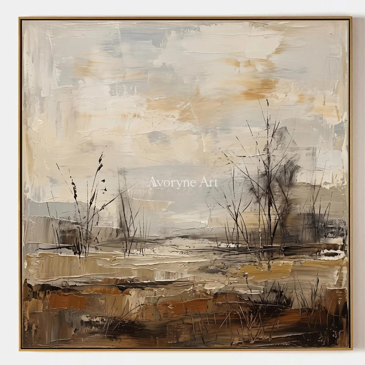 Bright Mosaic, hand-painted earth tone landscape wall art by Camille Fournier