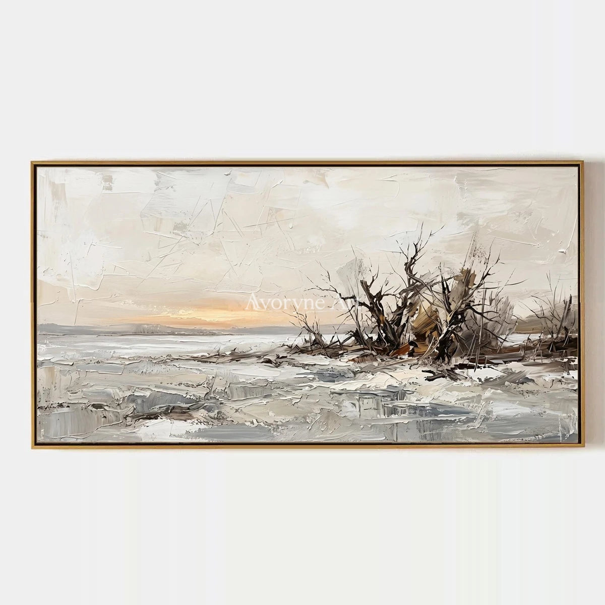Bright Drift, hand-painted earth tone landscape wall art by Camille Fournier