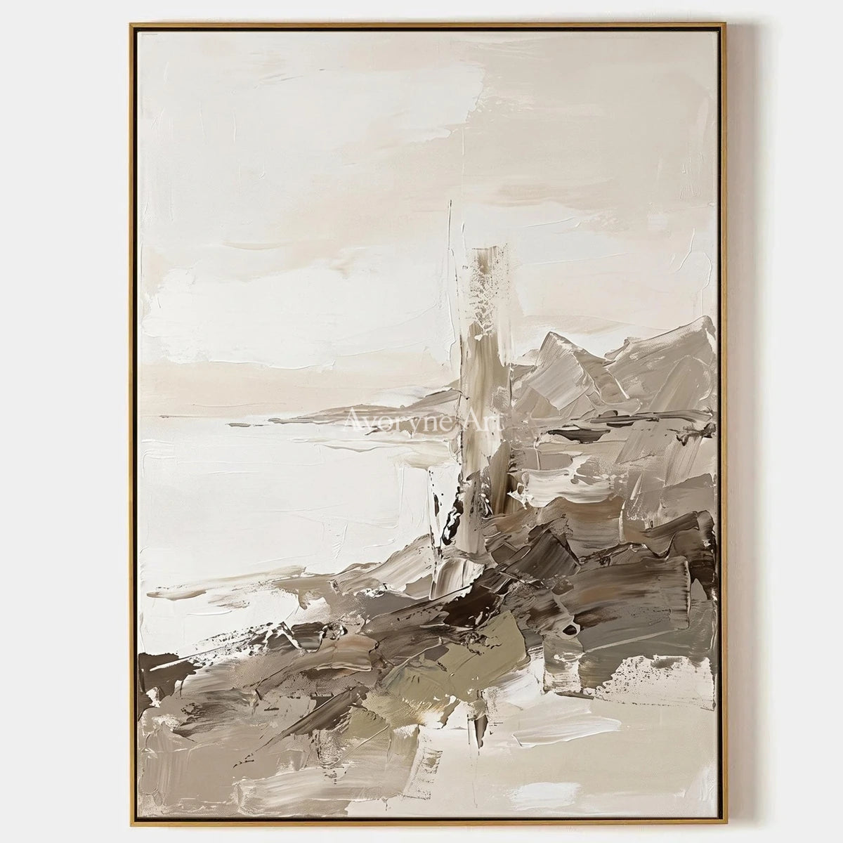 Winding Passage, hand-painted earth tone landscape wall art by Camille Fournier