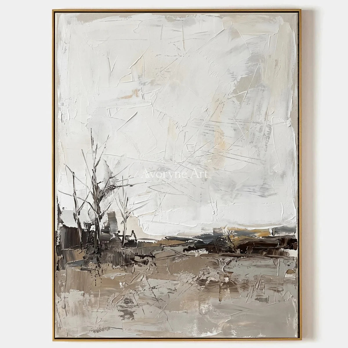 Winding Reverie, hand-painted earth tone landscape wall art by Camille Fournier