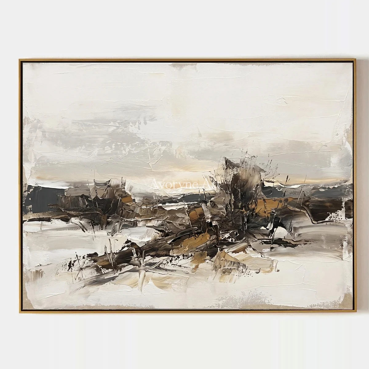 Winding Interval, hand-painted earth tone landscape wall art by Camille Fournier