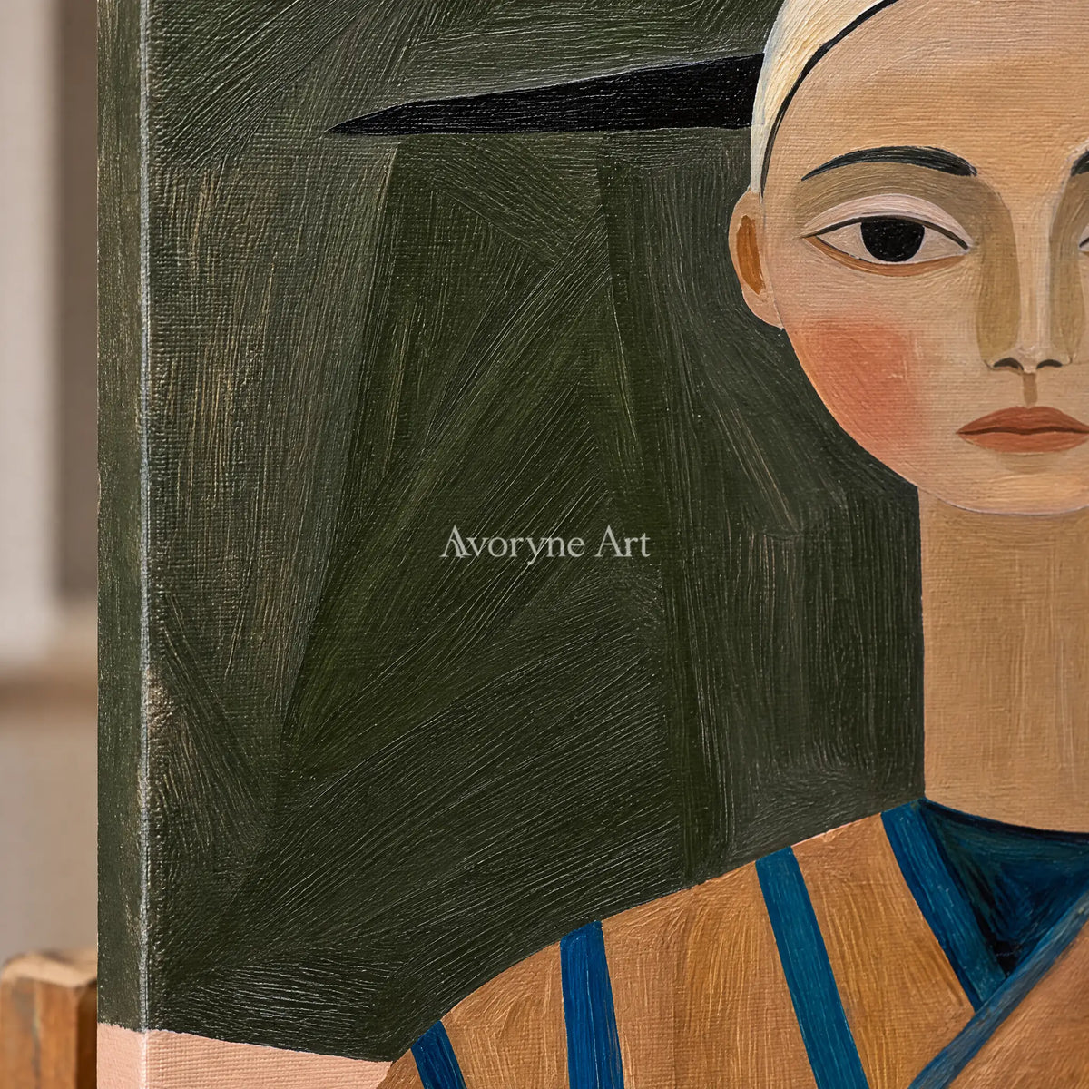 Ivory Tender Passage: Earth Tone Portrait — detail easel