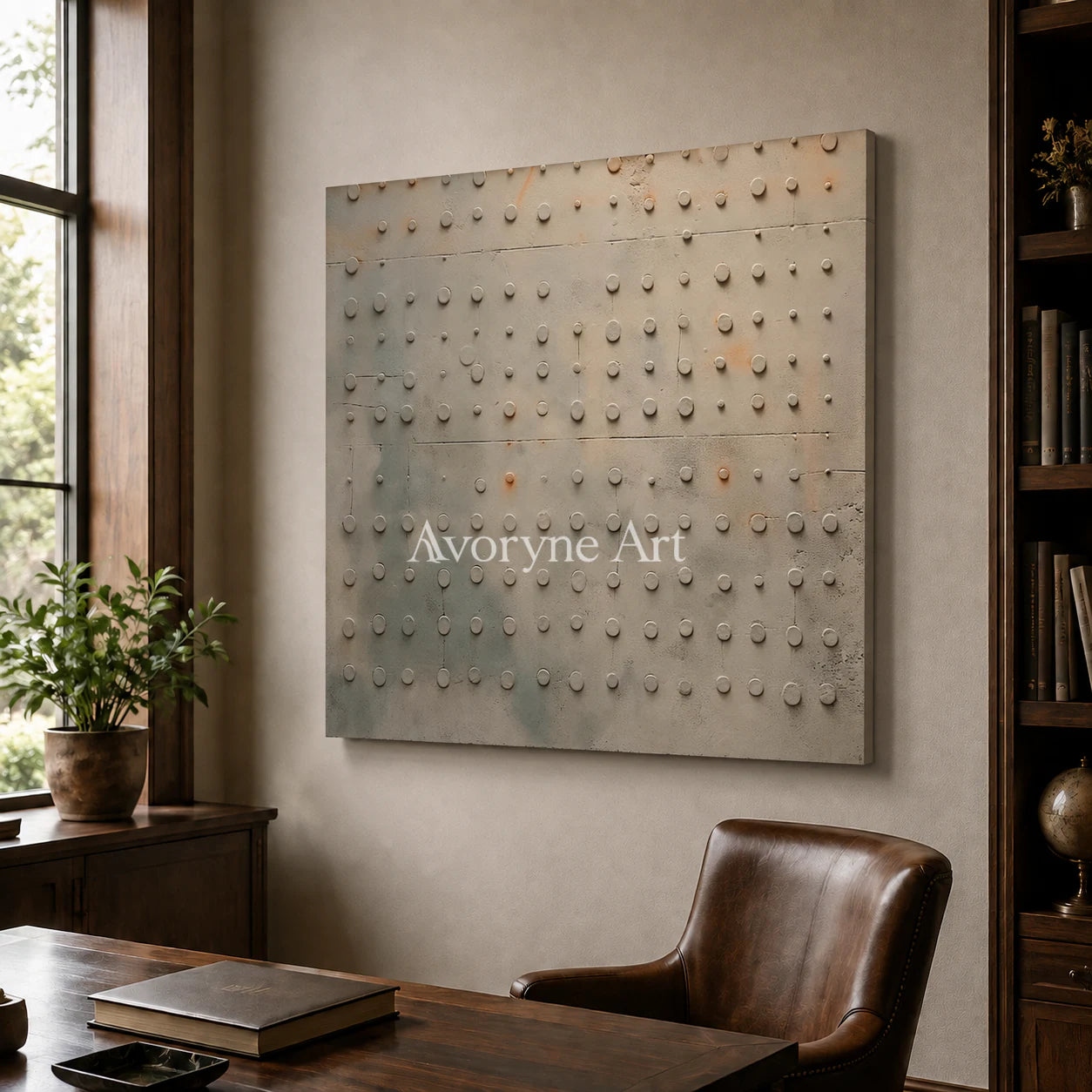 Strata Nocturne: Earth-Tone Textured Abstract Wall Art - office frameless