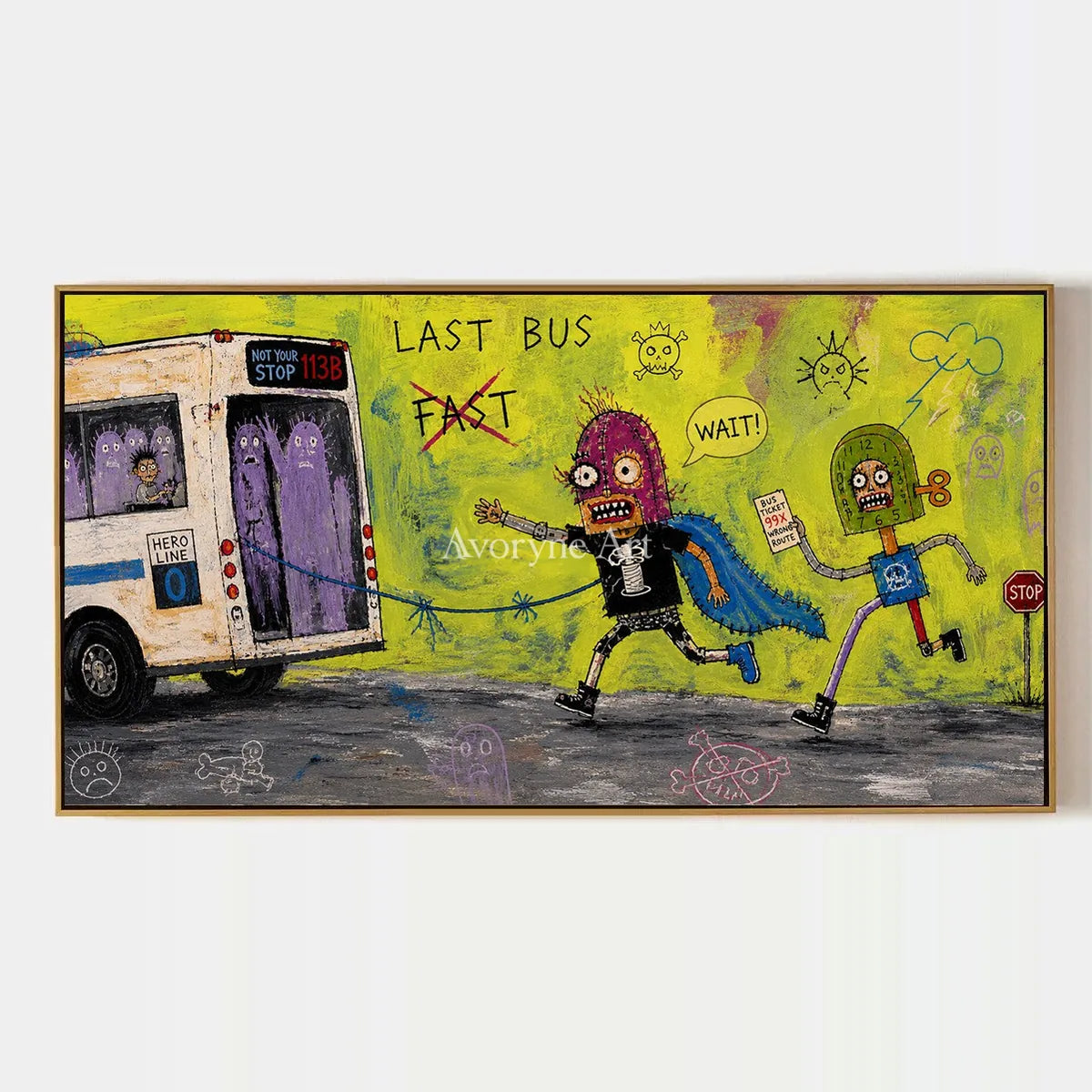 Warm Drift, hand-painted everyday character wall art by Jeroen van der Meer