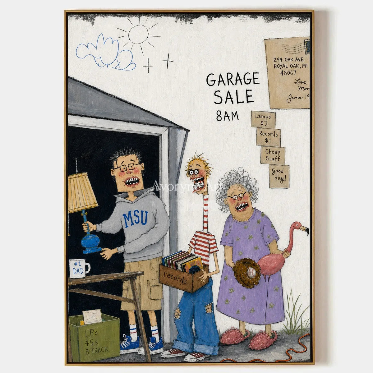Warm Memory, hand-painted everyday character wall art by Jeroen van der Meer