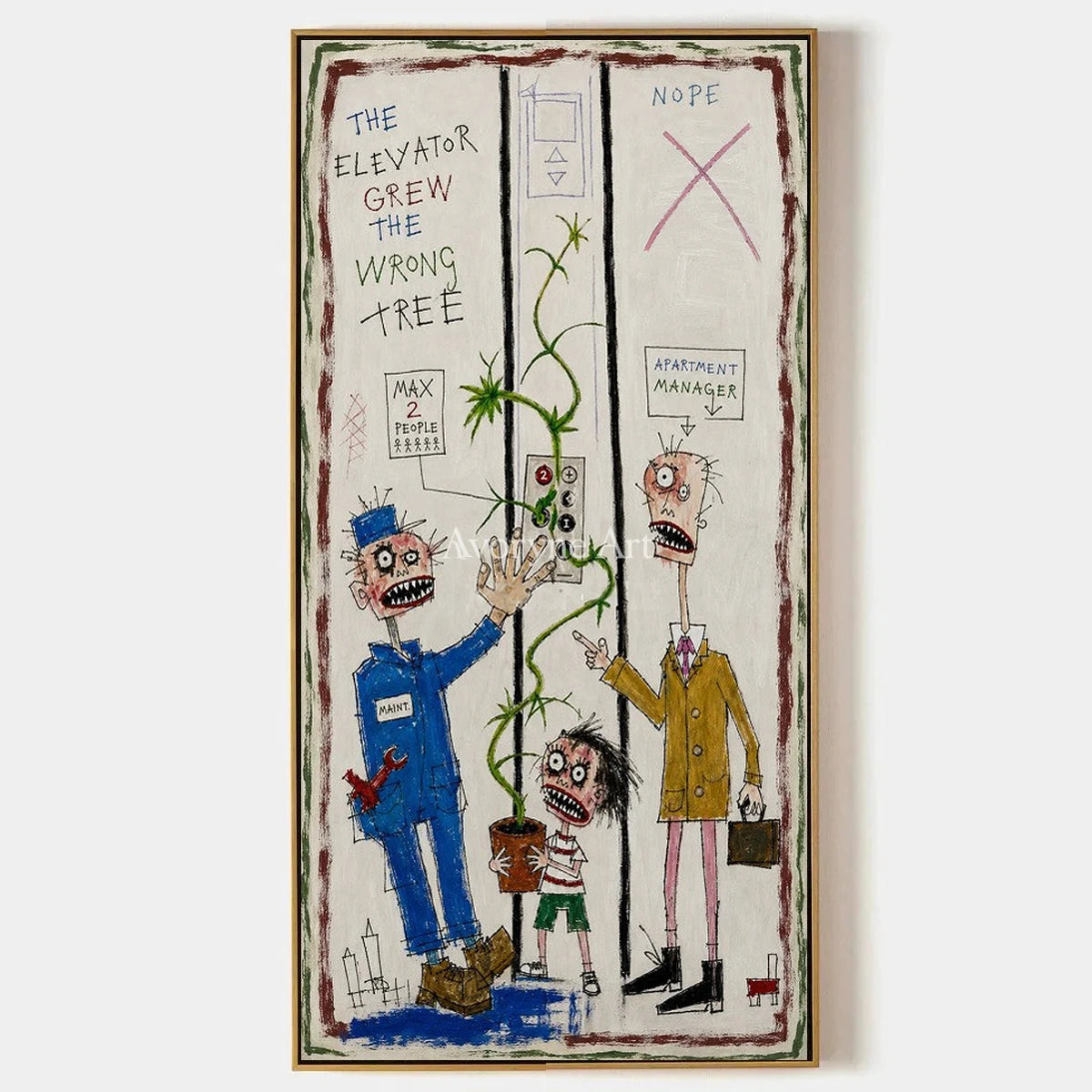 Warm Story, hand-painted everyday character wall art by Jeroen van der Meer