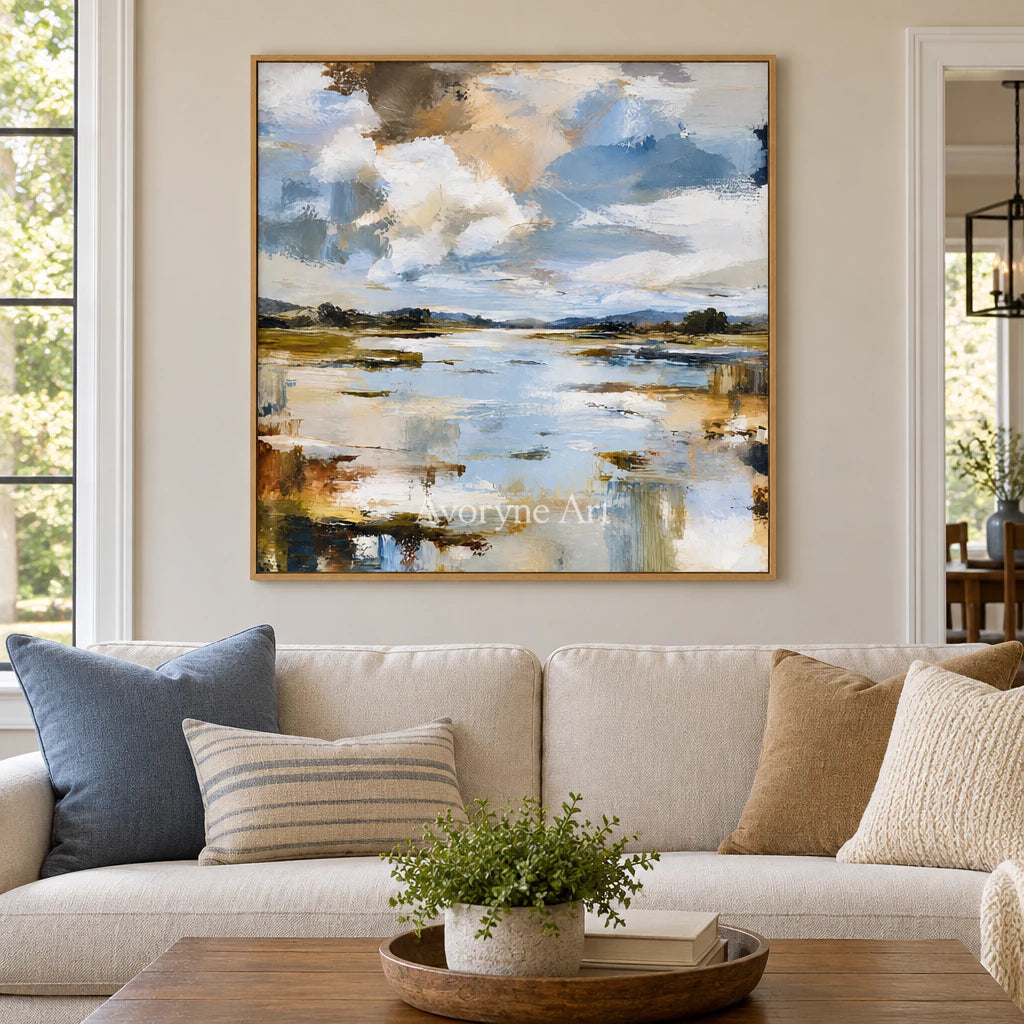 Marsh Light: Expressive Abstract Landscape Wall Art — villa wood