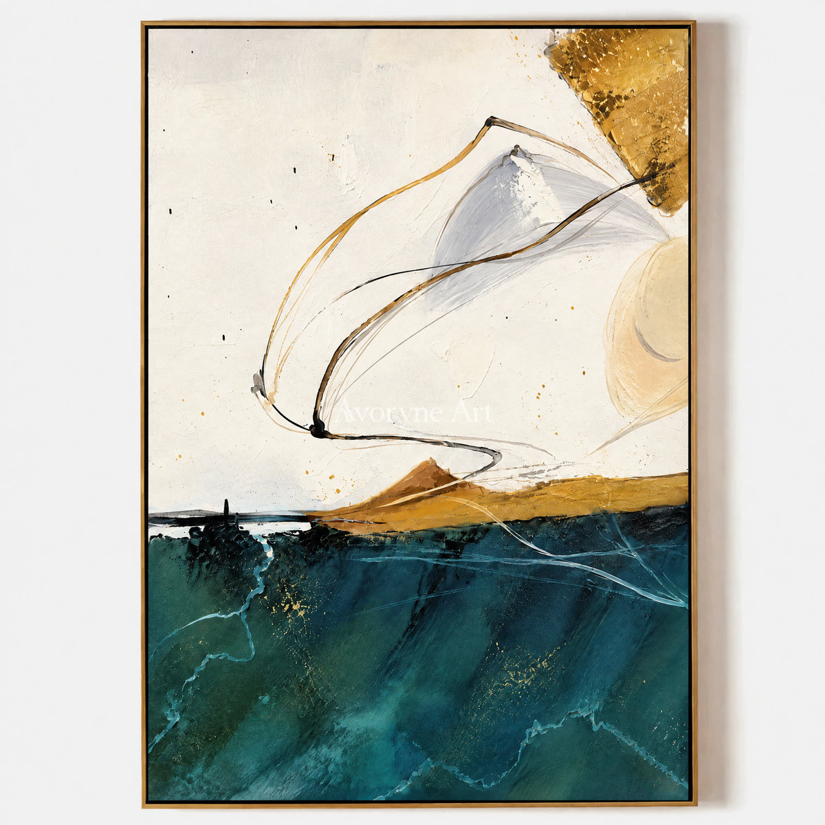 Azure Thread: Expressive Blue Abstract Wall Art — primary