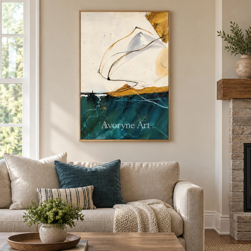 Azure Thread: Expressive Blue Abstract Wall Art — villa wood