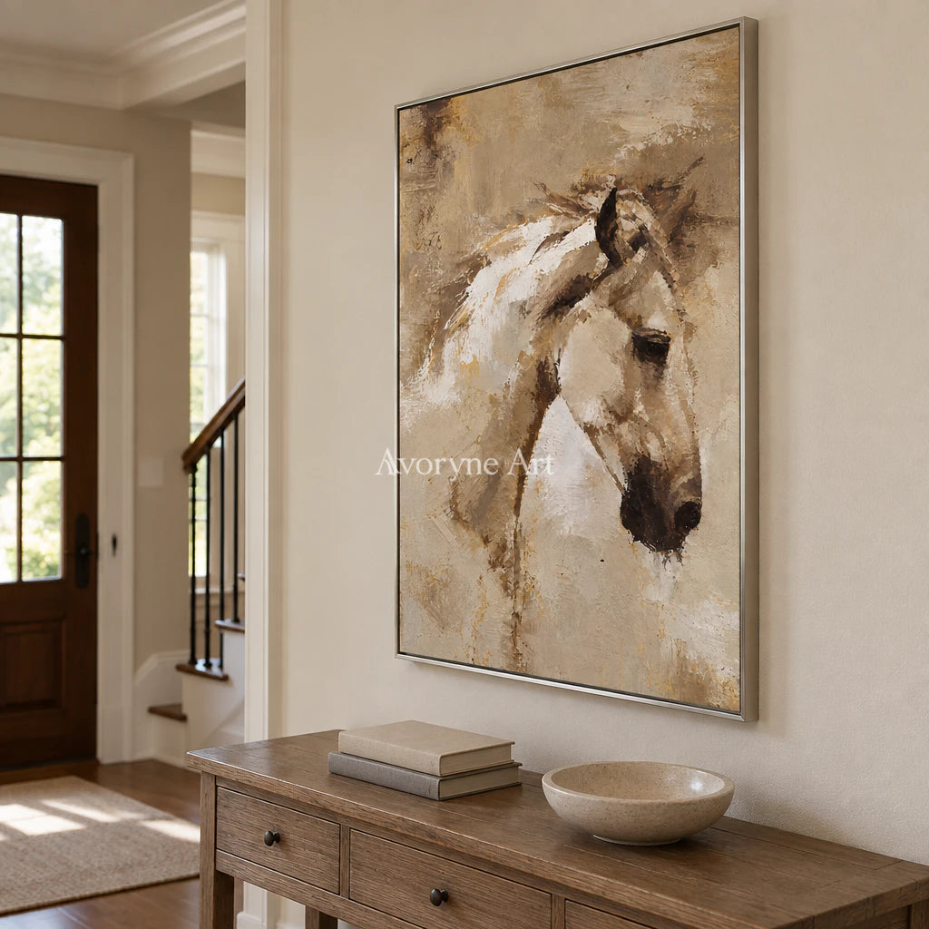 Sepia Motion: Expressive Contemporary Horse Wall Art — entry silver