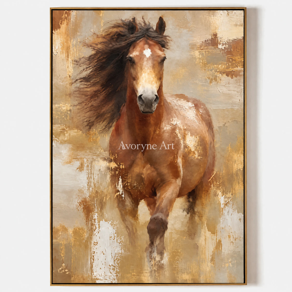 Copper Gallop: Expressive Running Horse Wall Art — primary
