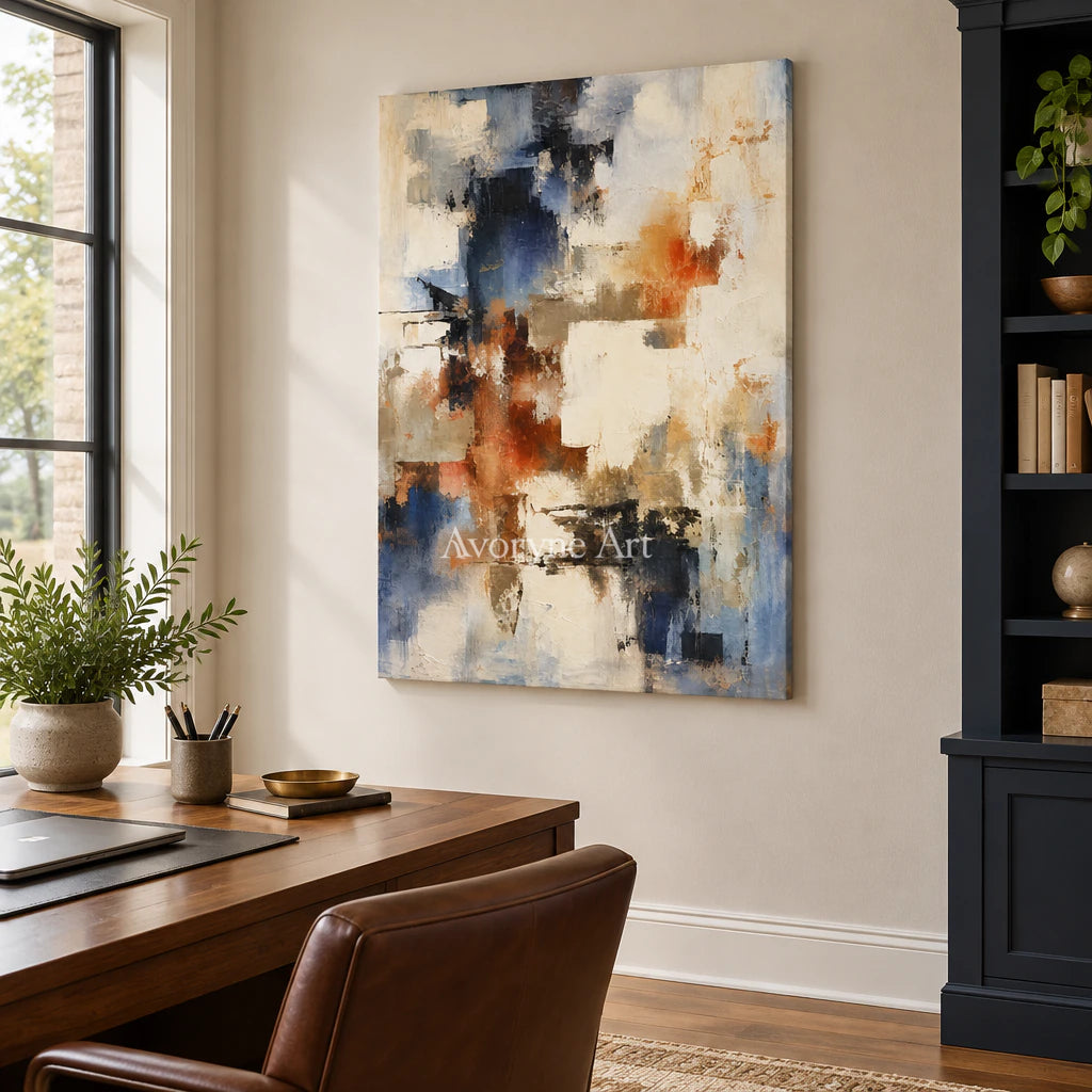 Broken Harmony: Expressive Textured Abstract Wall Art — office frameless