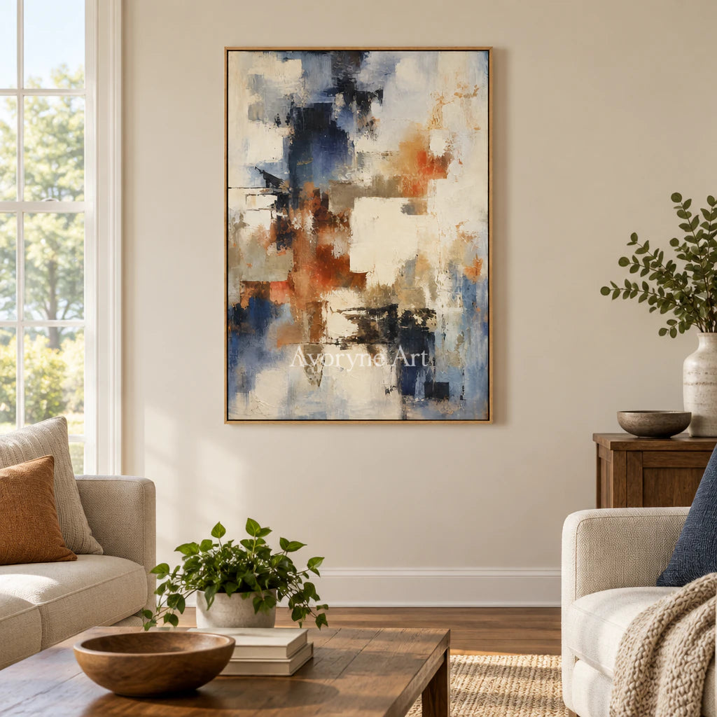 Broken Harmony: Expressive Textured Abstract Wall Art — villa wood