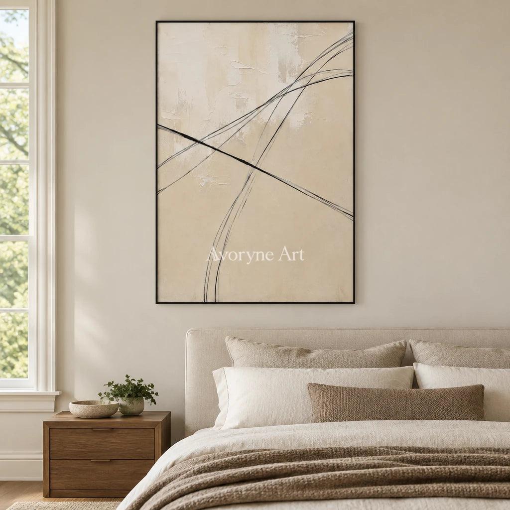 Aster Sage: Fine Line Abstract — bedroom black