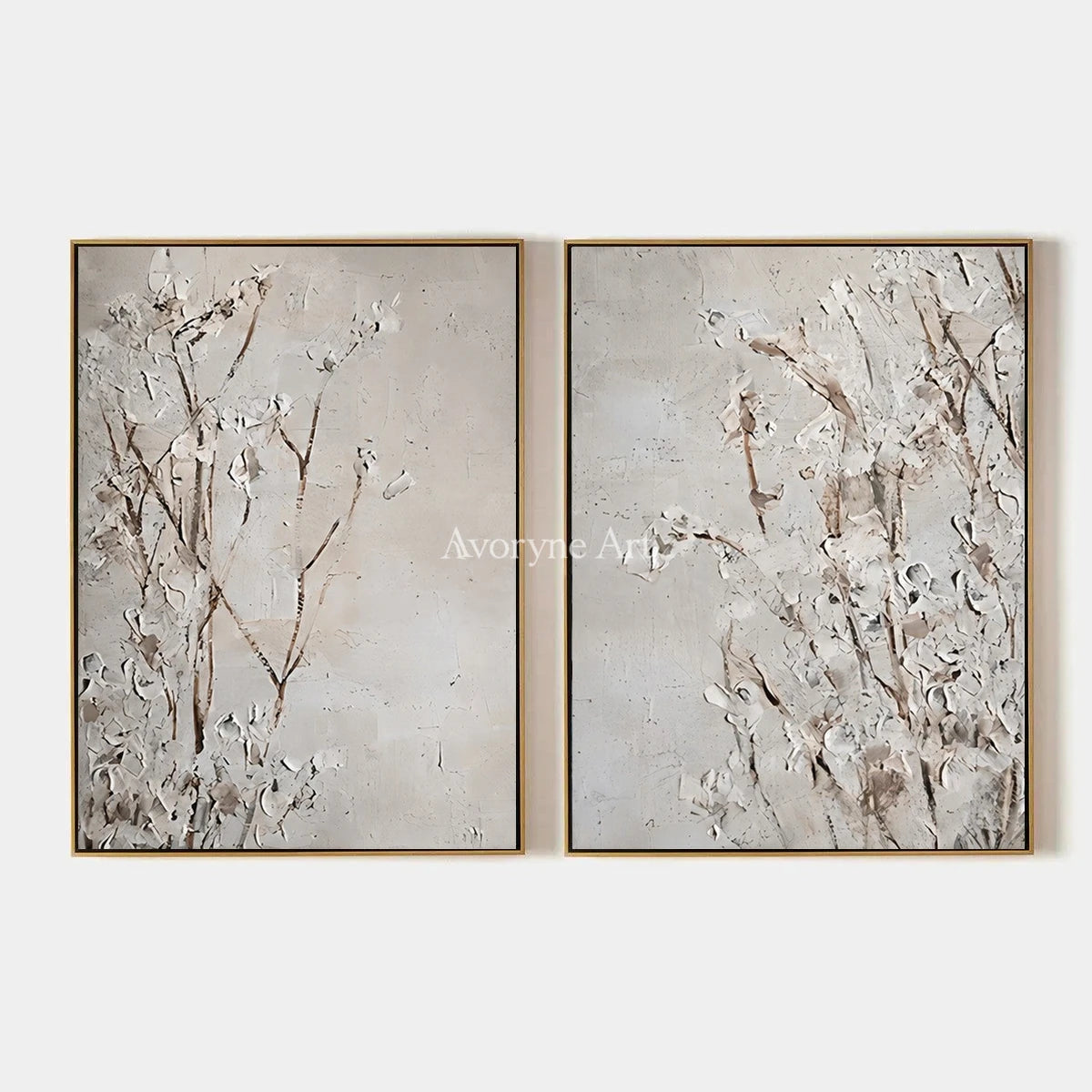 Bright Horizon, hand-painted floral texture diptych by Isla Beaumont