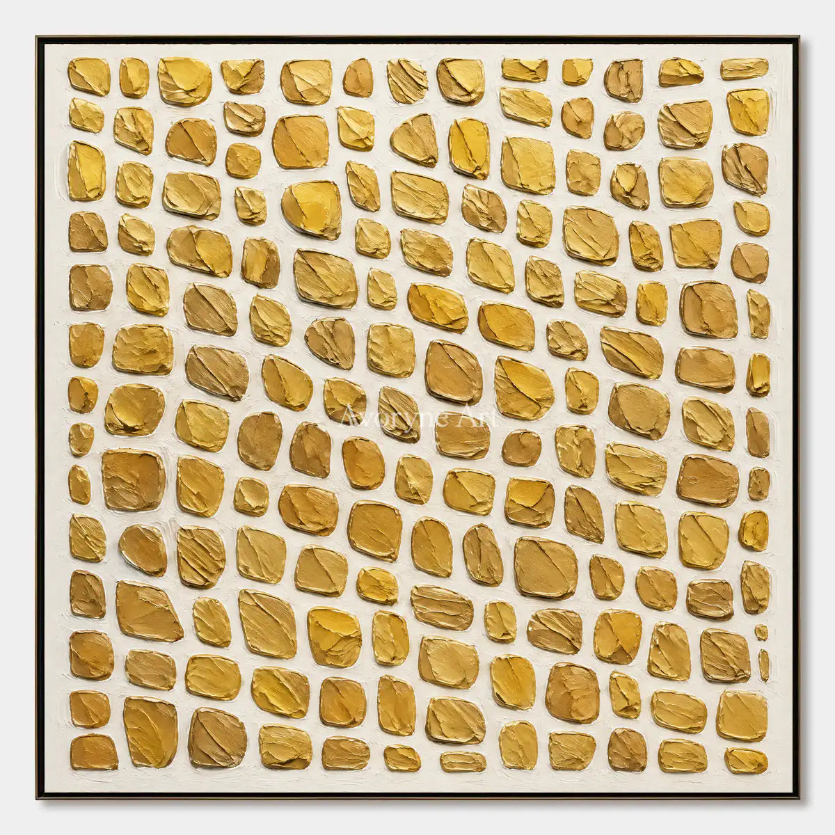 Golden Units: Gold Textured Grid Wall Art — primary