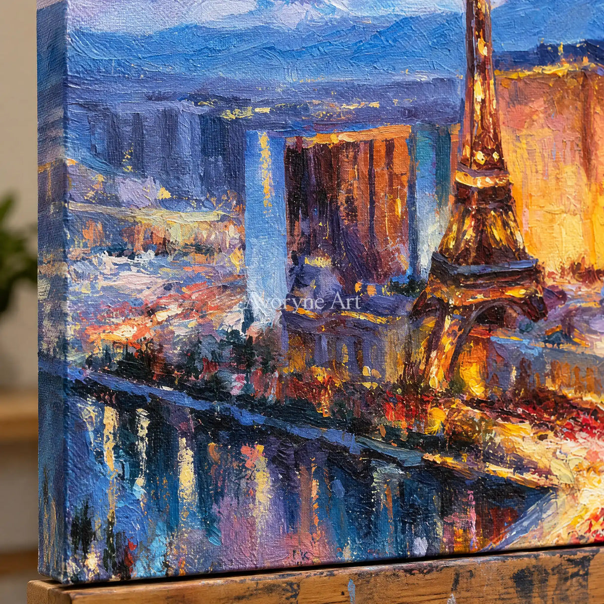 Ivory Winding Reverie: Golden City Lights — detail easel