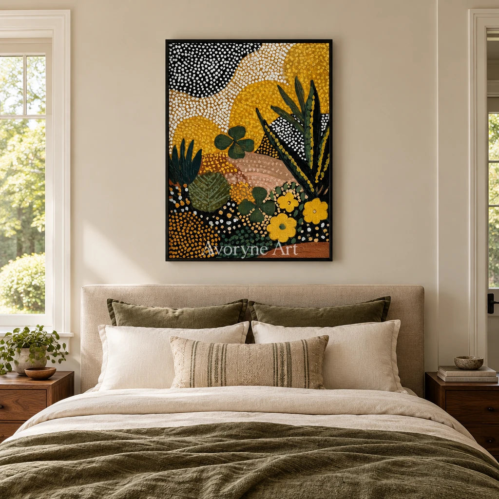 Ivory Distant Cadence: Golden Floral Pattern — bedroom black