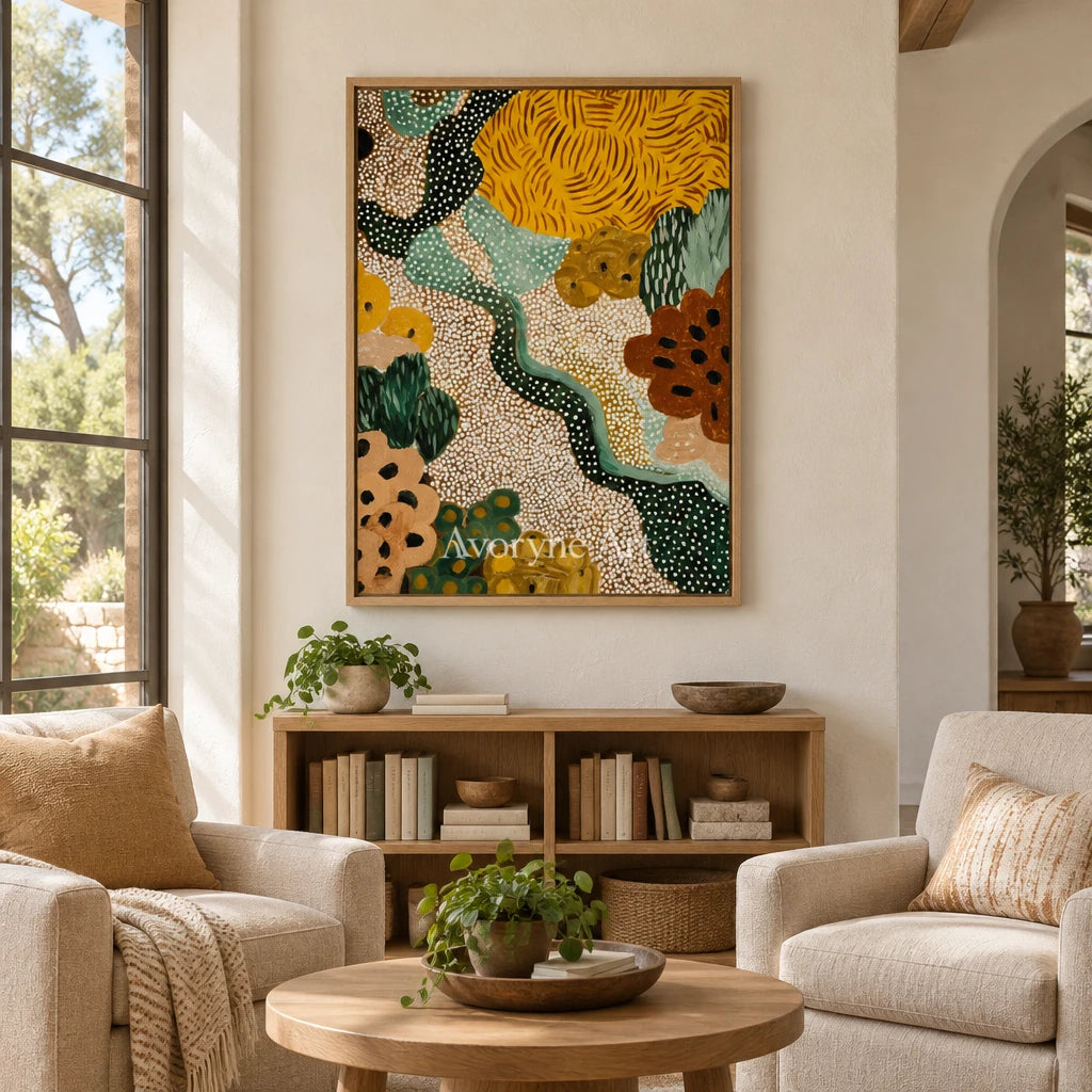 Ivory Distant Light: Golden Floral Pattern — villa wood