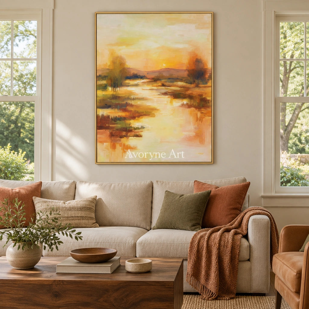 Ivory Distant Current: Golden River Landscape — living gold