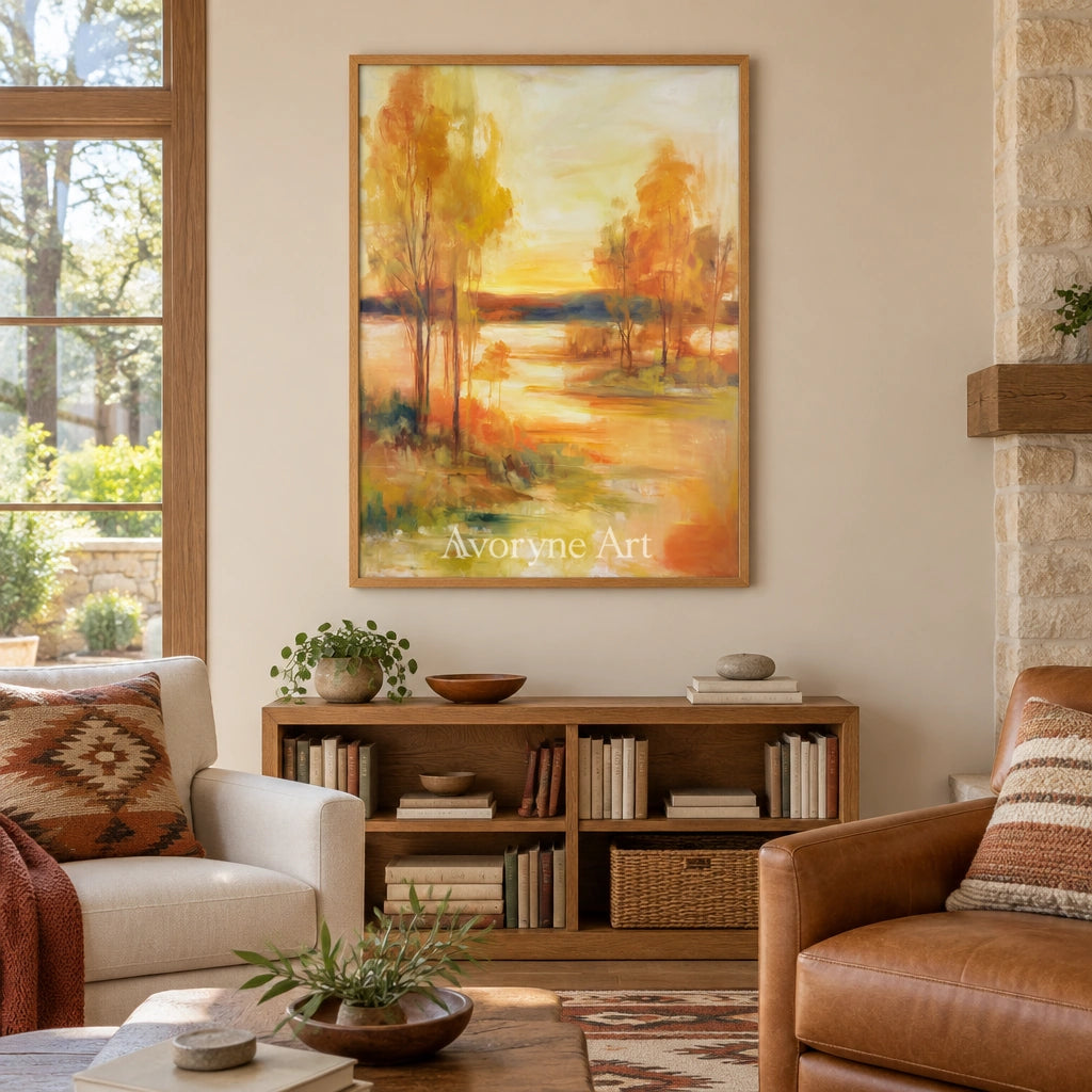 Ivory Distant Gesture: Golden River Landscape — villa wood