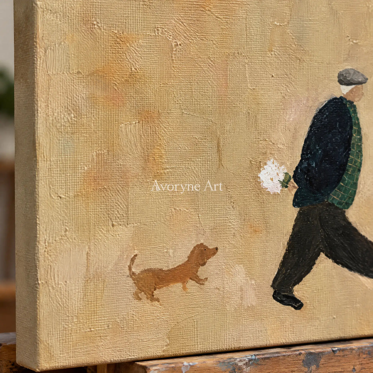 Aster Thread: Golden Stroll Art — detail easel