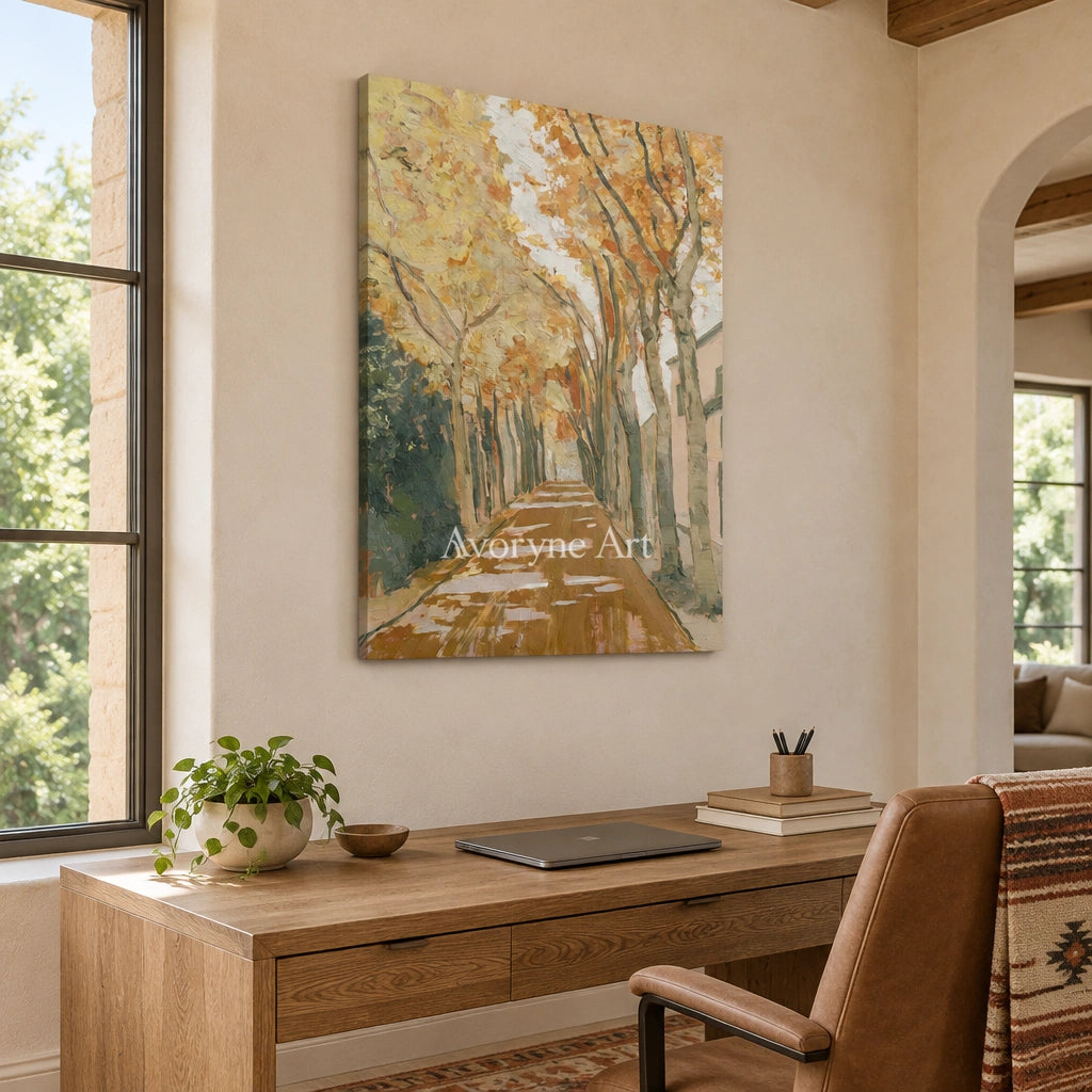 Ivory Gentle Cadence: Golden Woodland Path — office frameless