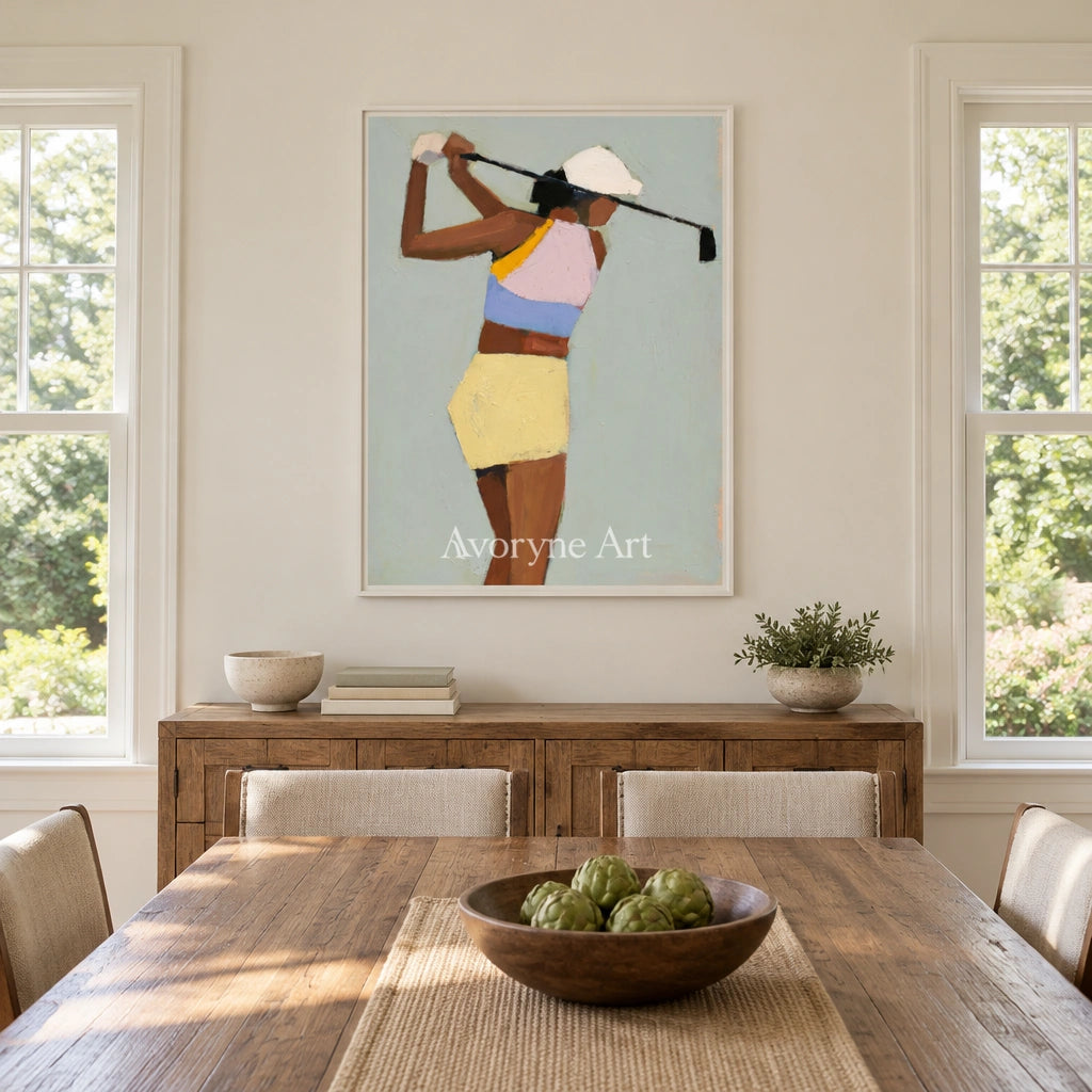 Ivory Gentle Solace: Golf Figure Art — dining white