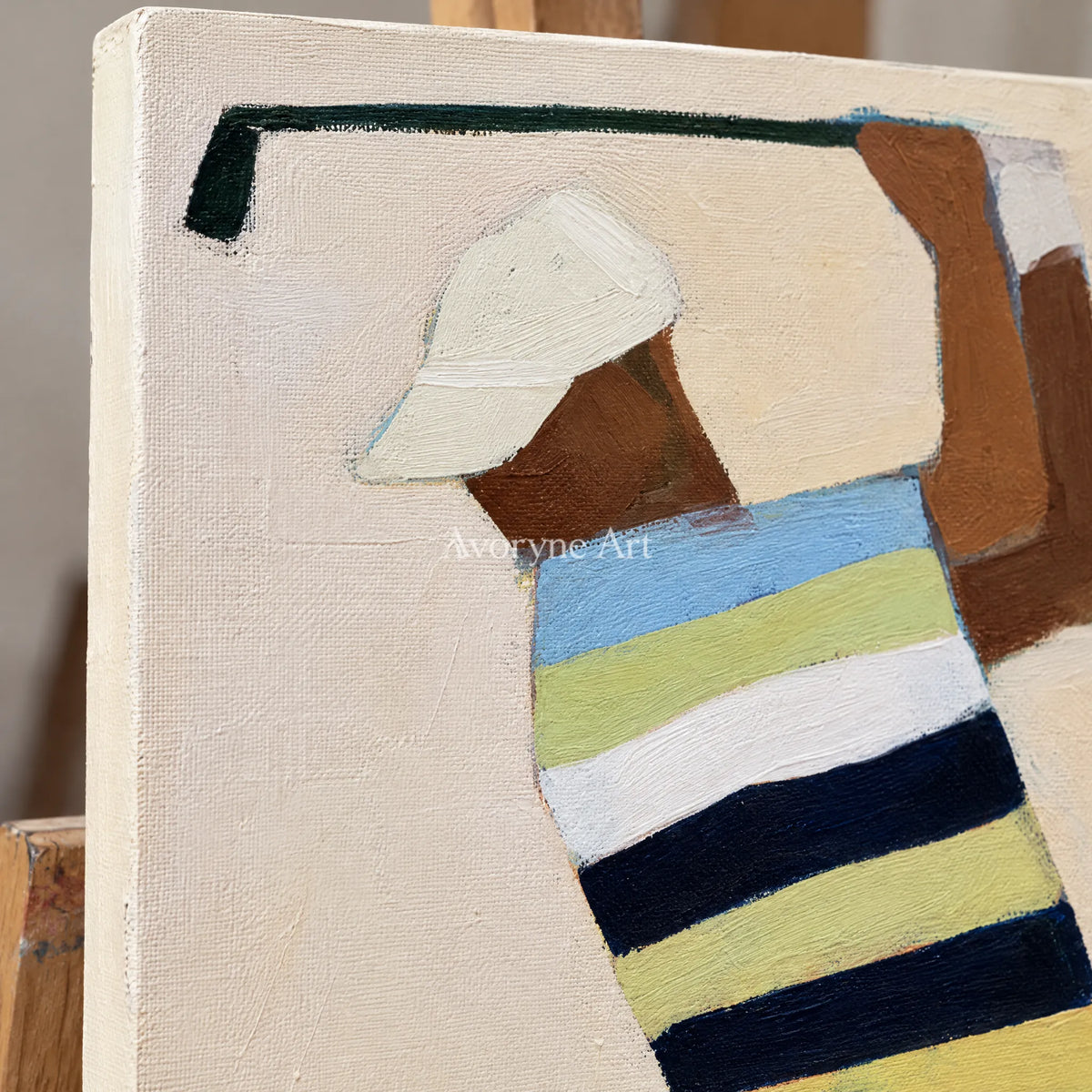 Ivory Gentle Sonata: Golf Figure Art — detail easel