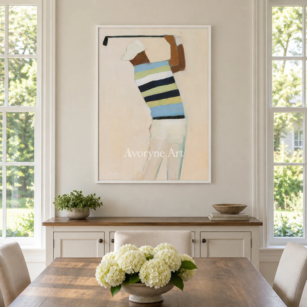 Ivory Gentle Sonata: Golf Figure Art — dining white