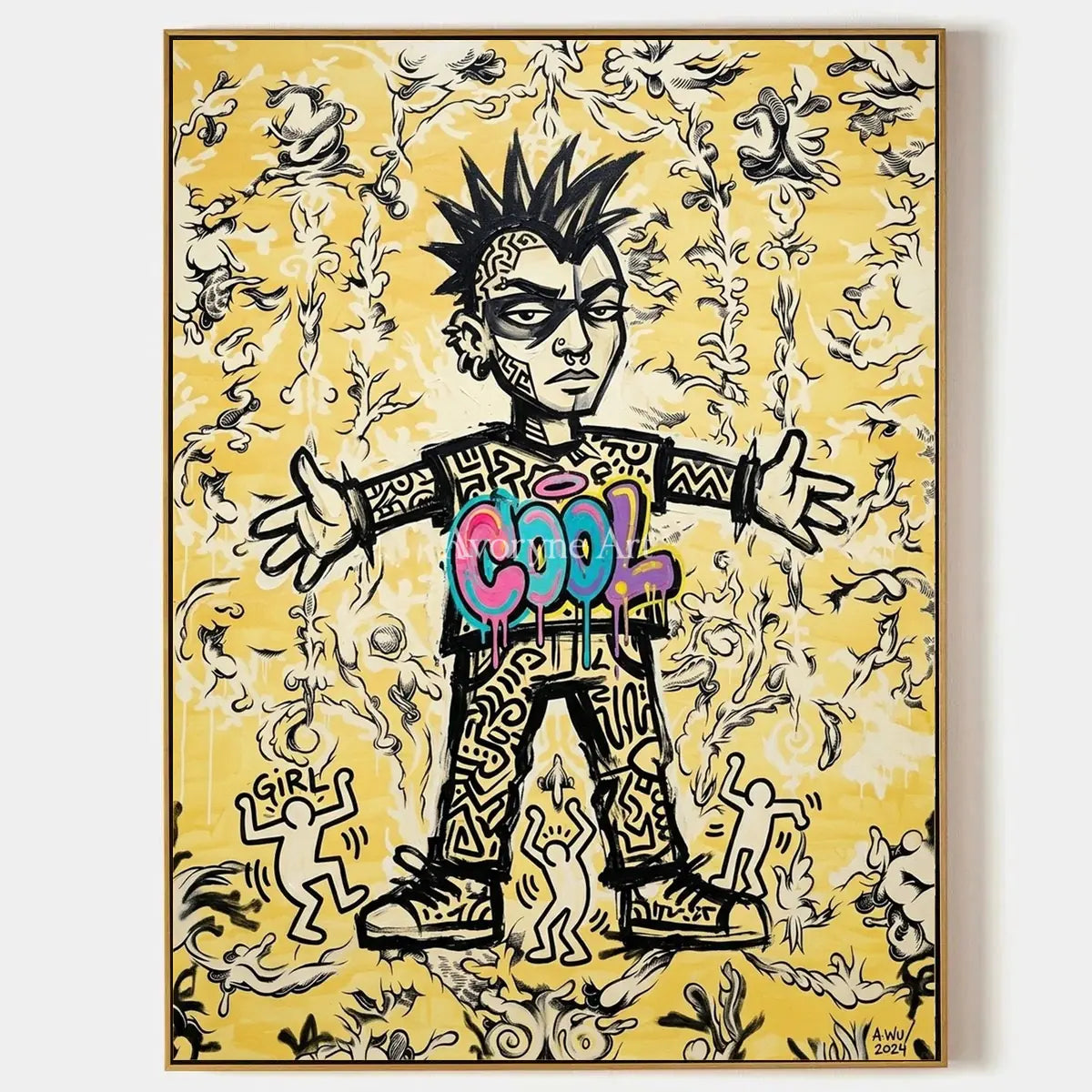 Hidden Reverie, hand-painted graffiti figure wall art by Caleb Monroe