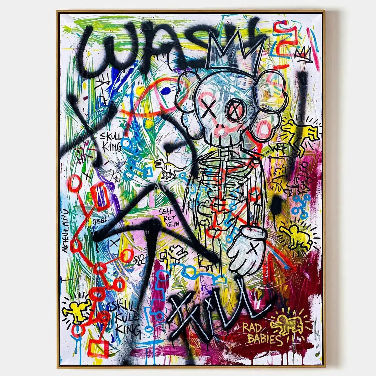 Hidden Echo, hand-painted graffiti figure wall art by Caleb Monroe