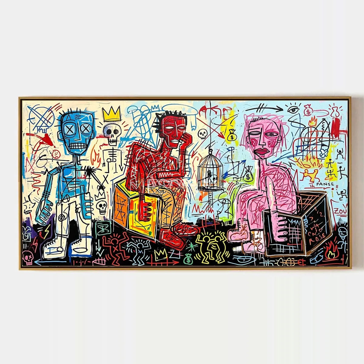 Hidden Rhythm, hand-painted graffiti figure wall art by Caleb Monroe