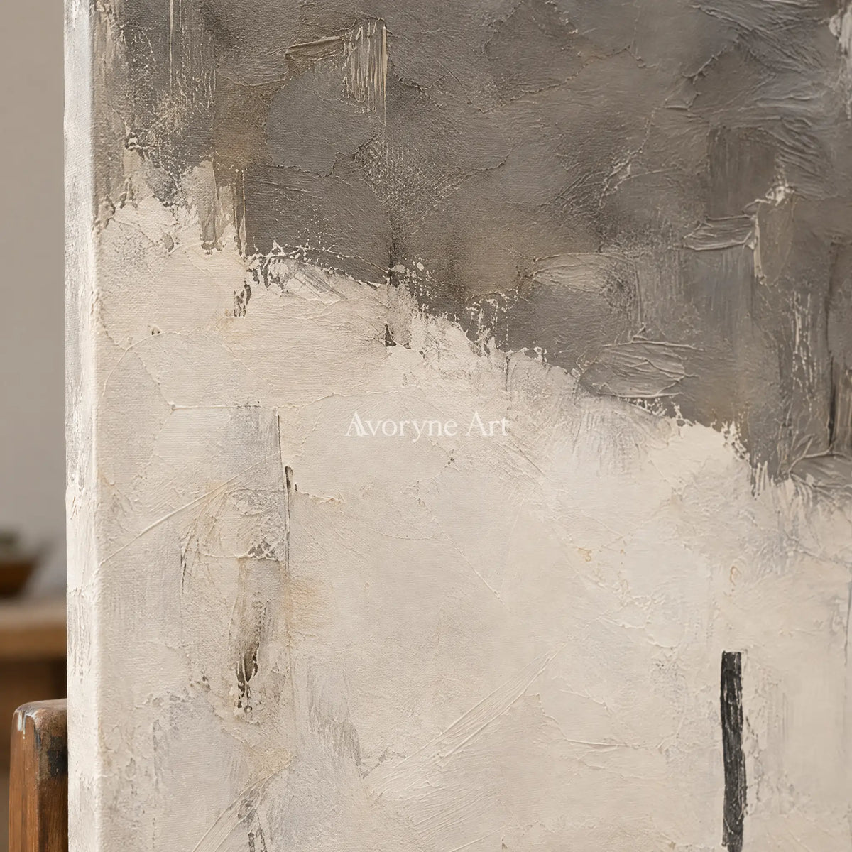Ash Interval: Gray Abstract Diptych Art — detail easel
