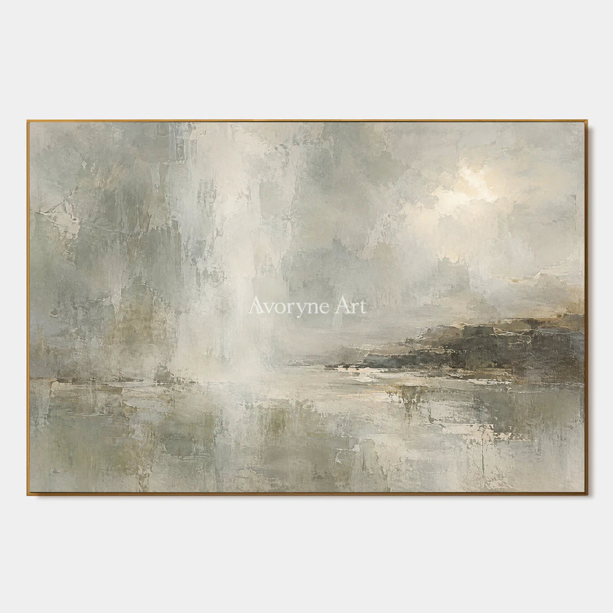 Mistward Shelf: Gray Abstract Landscape Wall Art — primary