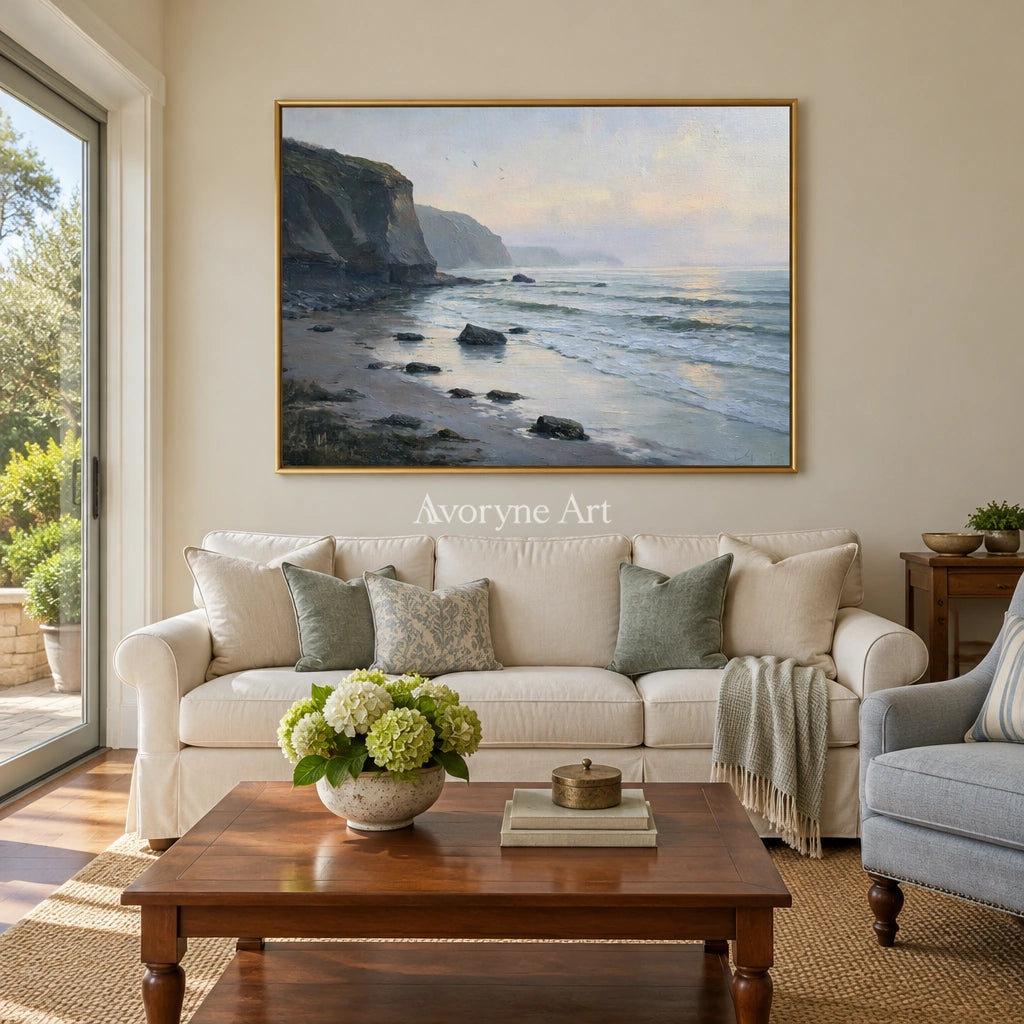 Ivory Distant Memory: Gray Coastal Art — living gold