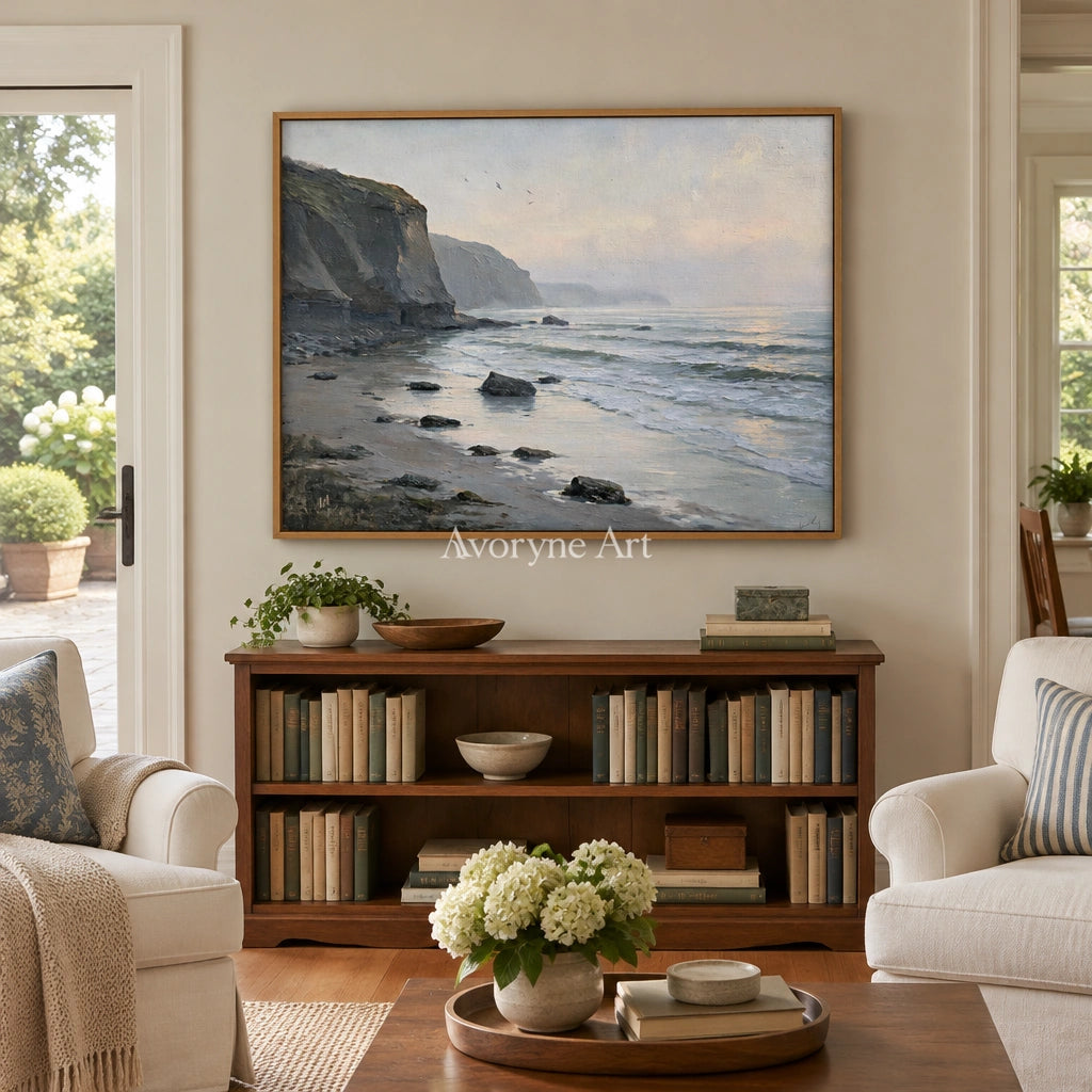 Ivory Distant Memory: Gray Coastal Art — villa wood