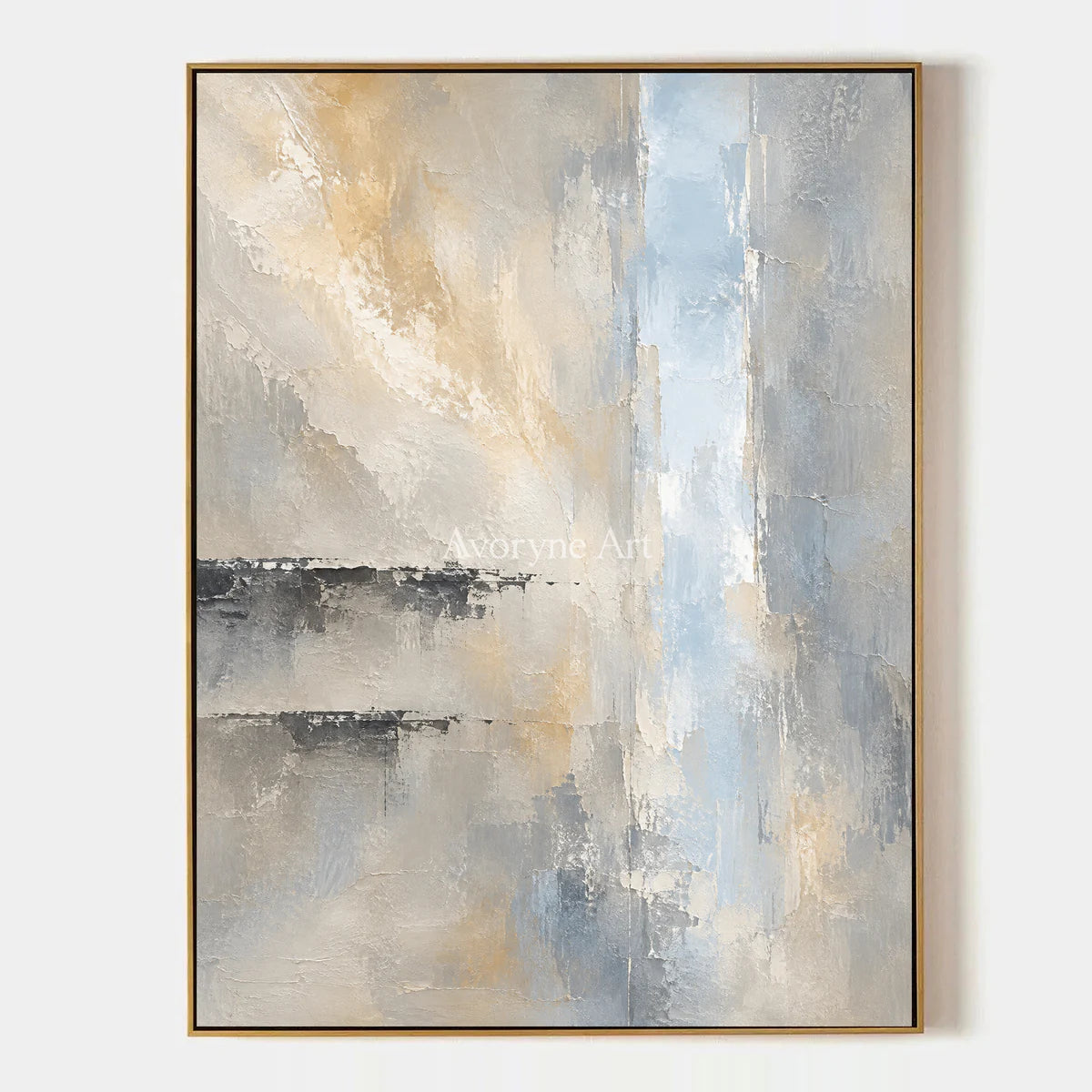 Veiled Blue: Gray Neutral Abstract Landscape Wall Art — primary