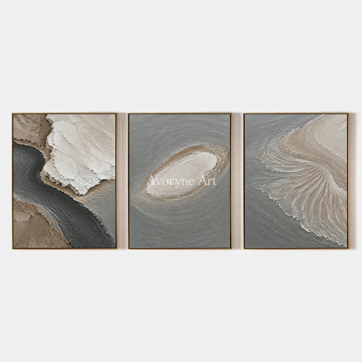 Coastal Fragments: Gray Shore Triptych Wall Art — primary