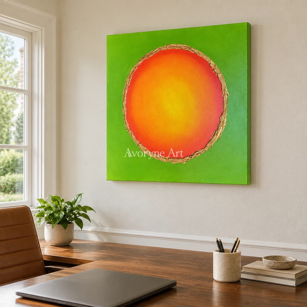 Aster Silk: Green Amber Circle — office frameless