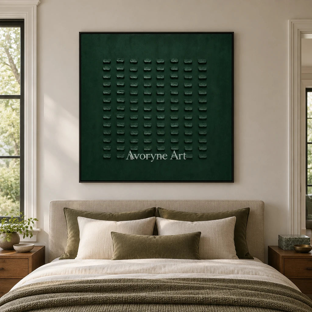 Aster Heath: Green Block Relief — bedroom black
