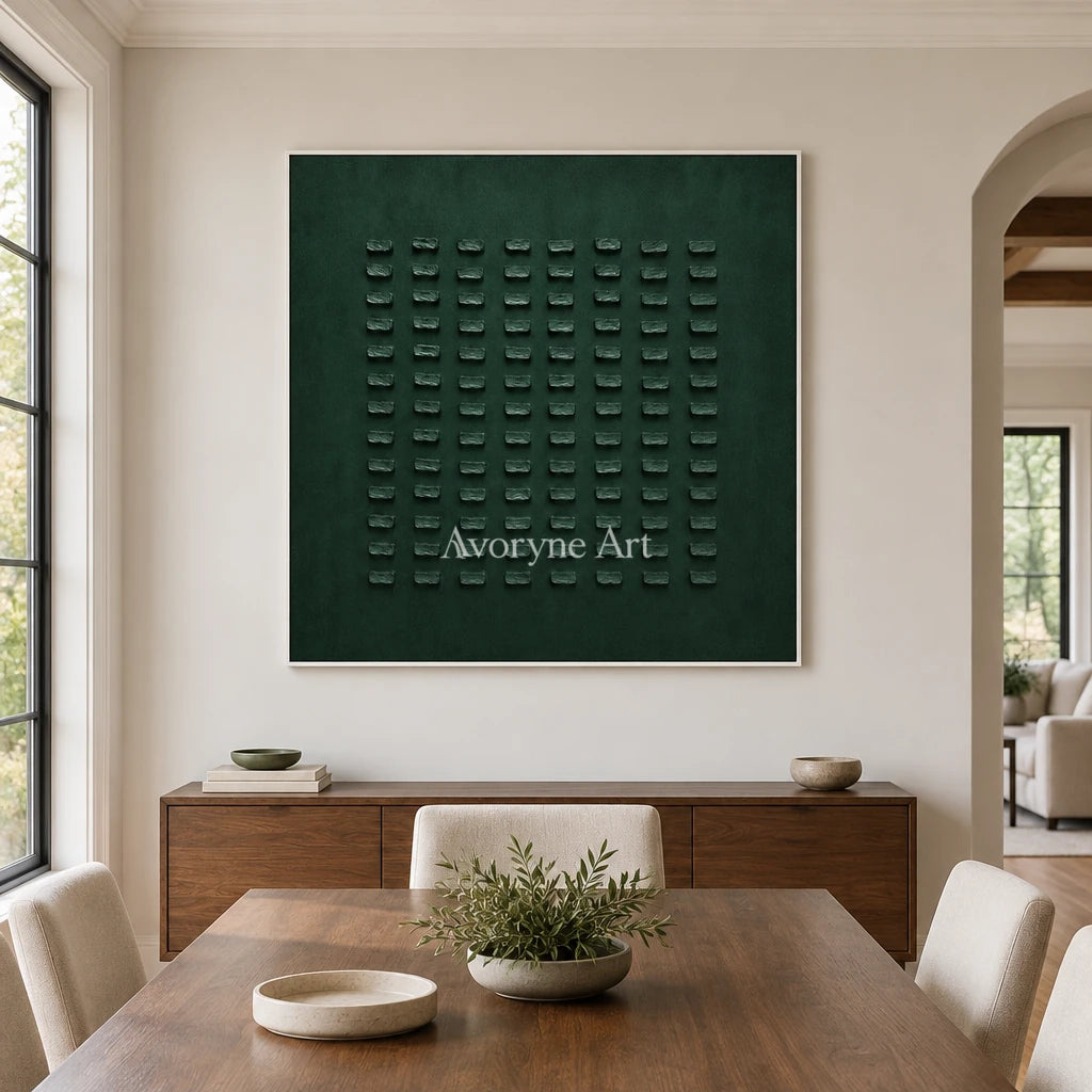 Aster Heath: Green Block Relief — dining white
